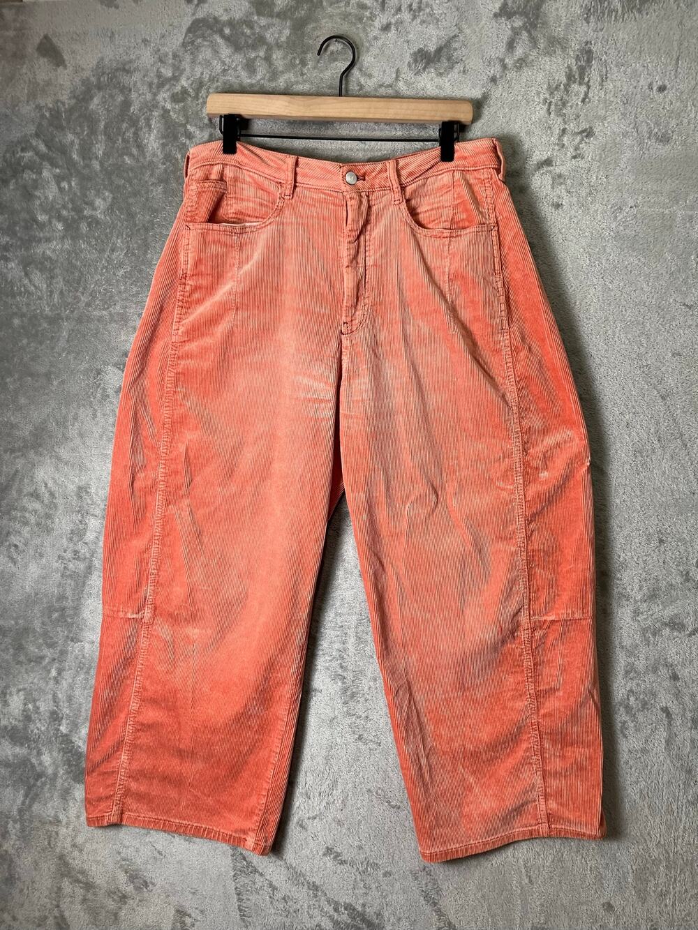 Pilcro The Kenna Mid Rise Barrel Jeans Corduroy Orange Utility Carpenter 30